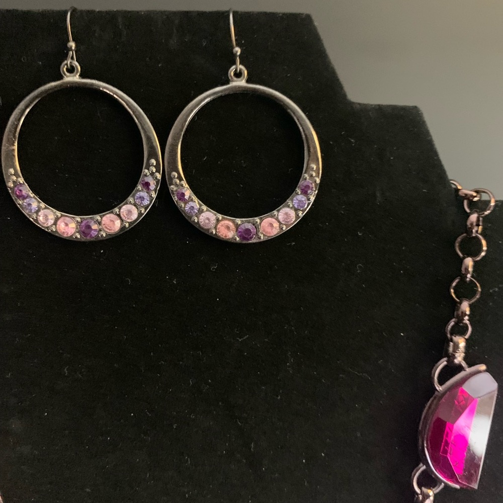 J #4 This is a plum colored new Coldwater Creek Necklace with free earrings. - Picture 5 of 9